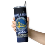 customized golden state warriors rose romance blue black skinny tumbler best selling.webp