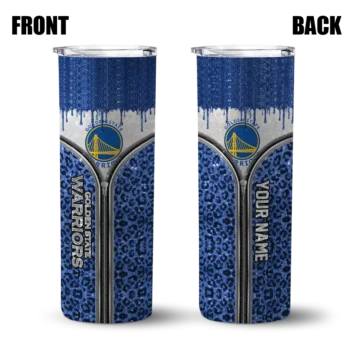 customized golden state warriors sparkle drip blue skinny tumbler fashion forward.webp