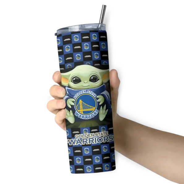 customized golden state warriors yoda cozy blue black skinny tumbler premium grade 1.webp