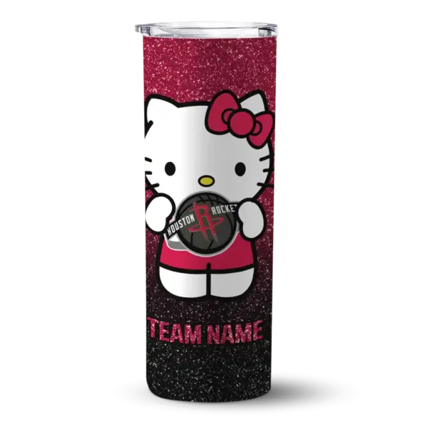 customized houston rockets hello kitty red black skinny tumbler best selling 1.webp