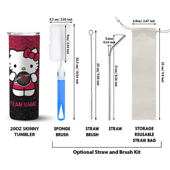 customized houston rockets hello kitty red black skinny tumbler new arrival.webp