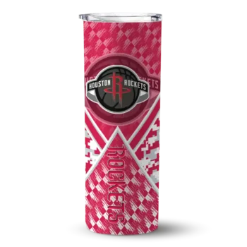 customized houston rockets monogram burst red white skinny tumbler best selling 1.webp