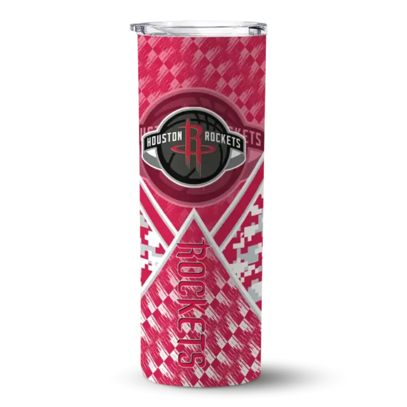 customized houston rockets monogram burst red white skinny tumbler best selling 1.webp
