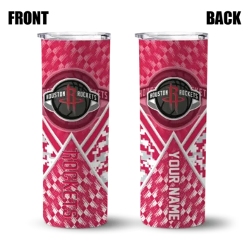 customized houston rockets monogram burst red white skinny tumbler fashion forward.webp