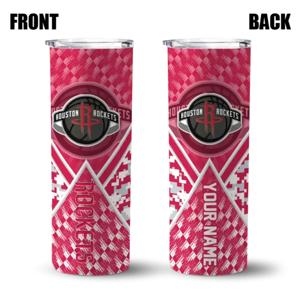 customized houston rockets monogram burst red white skinny tumbler fashion forward.webp