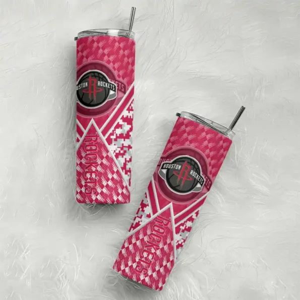customized houston rockets monogram burst red white skinny tumbler top rated.webp