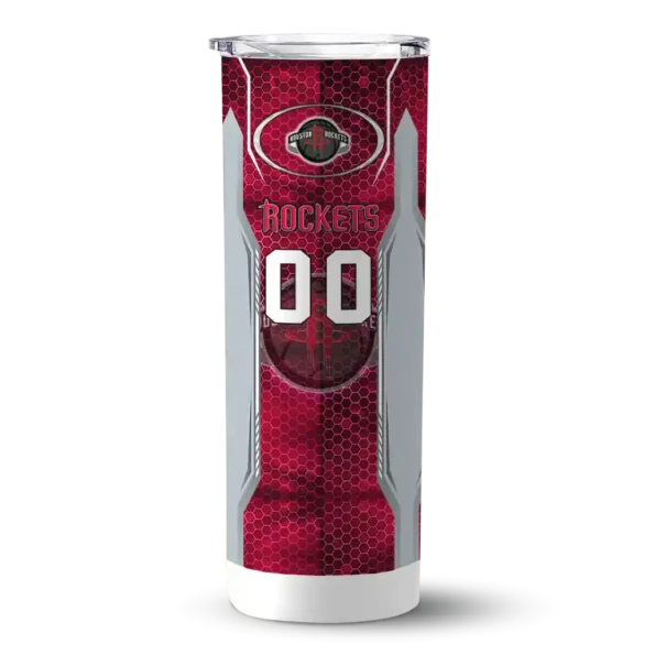 customized houston rockets stacked diamond red skinny tumbler best selling 1.webp