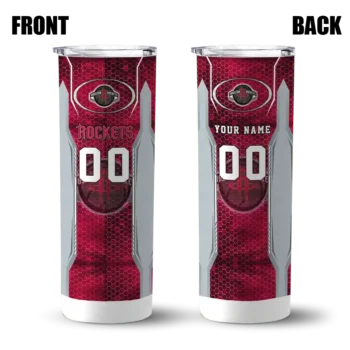 customized houston rockets stacked diamond red skinny tumbler fashion forward.webp