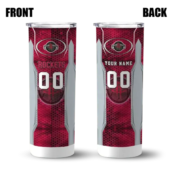 customized houston rockets stacked diamond red skinny tumbler fashion forward.webp