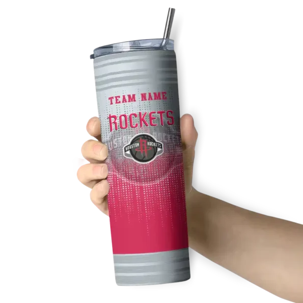 customized houston rockets swirl texture red skinny tumbler premium grade.webp