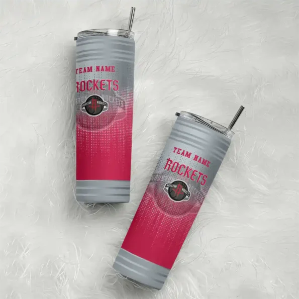 customized houston rockets swirl texture red skinny tumbler top rated.webp