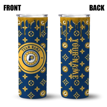 customized indiana pacers camo streak blue skinny tumbler fashion forward.webp