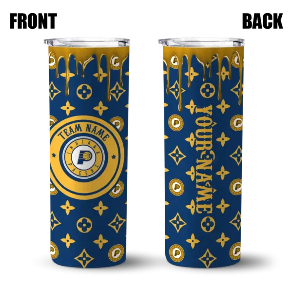 customized indiana pacers camo streak blue skinny tumbler fashion forward.webp