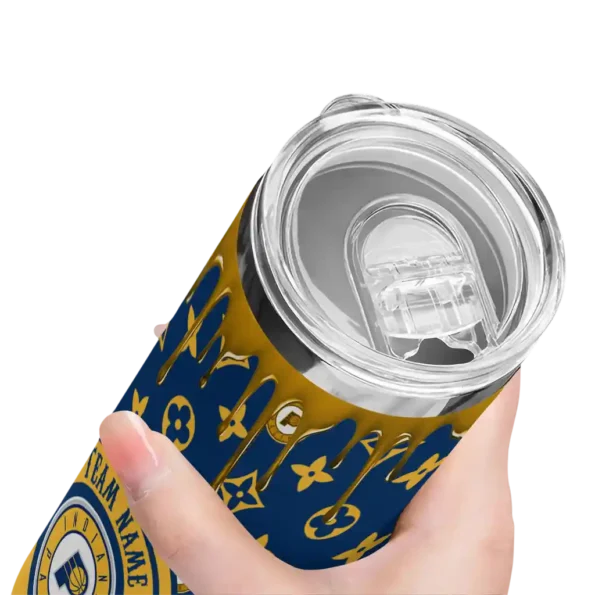 customized indiana pacers camo streak blue skinny tumbler high quality.webp