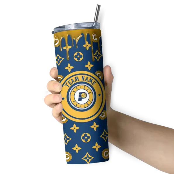 customized indiana pacers camo streak blue skinny tumbler premium grade.webp