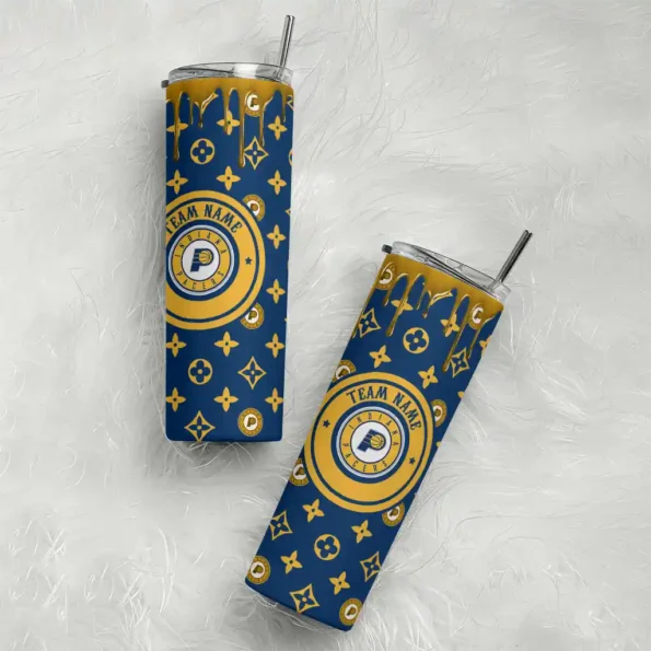 customized indiana pacers camo streak blue skinny tumbler top rated.webp
