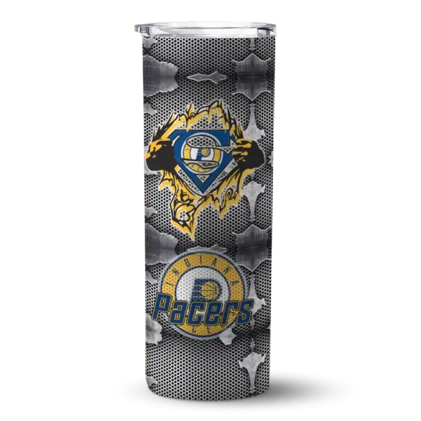 customized indiana pacers chevron v blue gray skinny tumbler best selling 1.webp