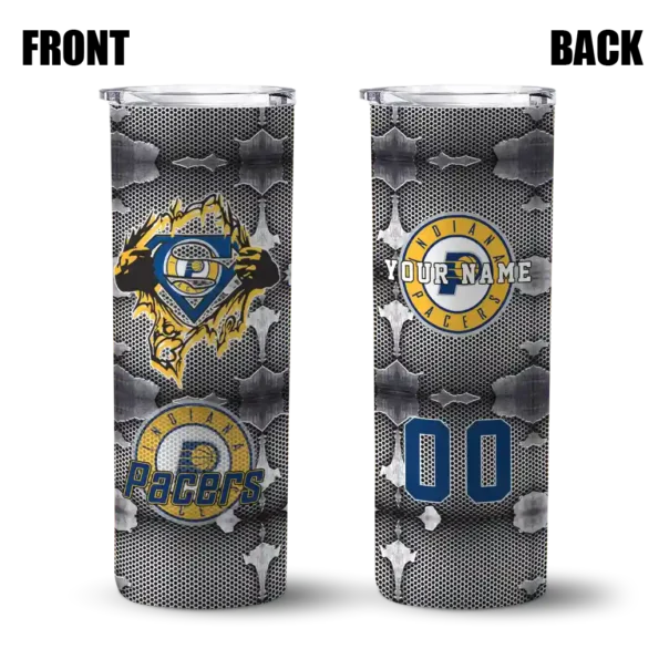 customized indiana pacers chevron v blue gray skinny tumbler fashion forward.webp