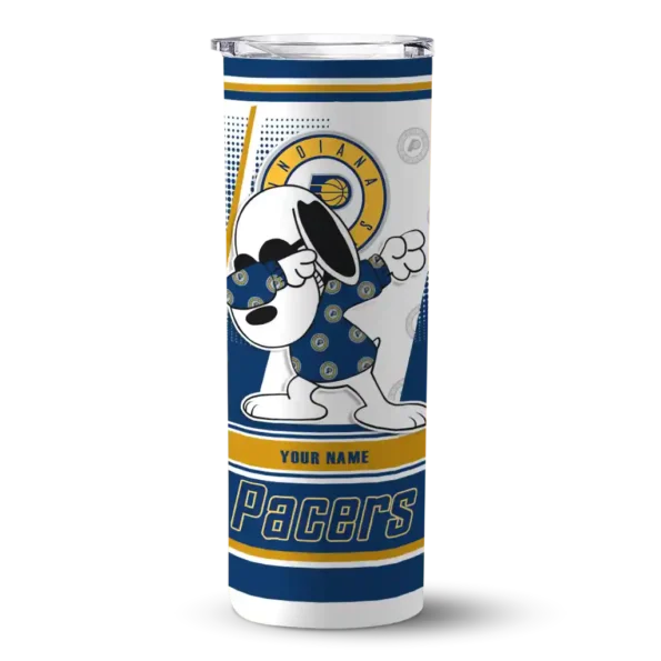 customized indiana pacers snoopy dog blue white skinny tumbler best selling 1.webp