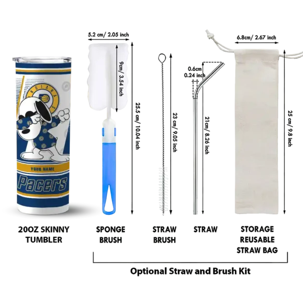 customized indiana pacers snoopy dog blue white skinny tumbler new arrival.webp