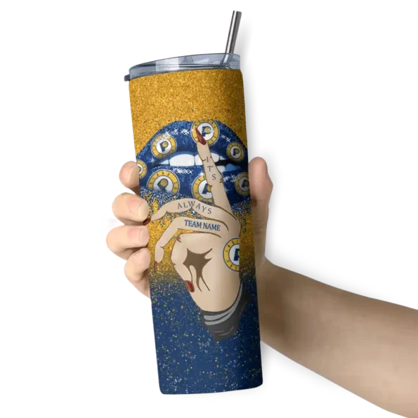 customized indiana pacers sparkle lips blue skinny tumbler premium grade.webp
