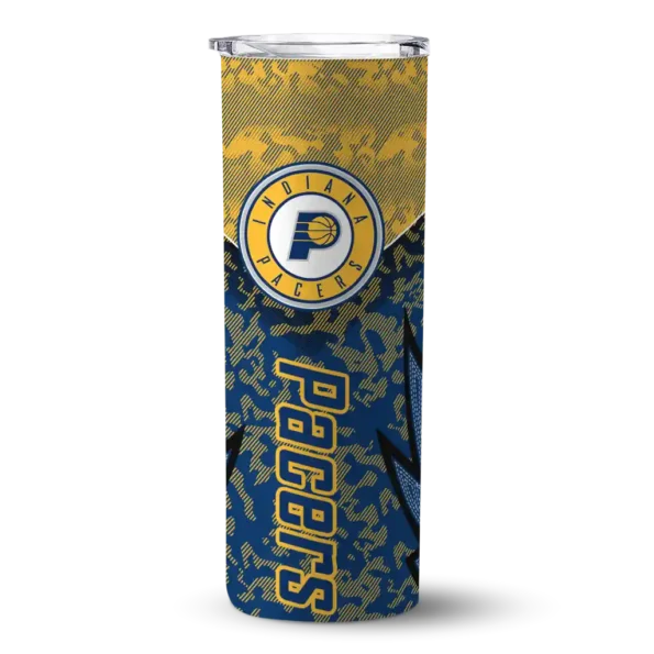 customized indiana pacers spiral burst print blue skinny tumbler best selling 1.webp