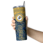 customized indiana pacers spiral burst print blue skinny tumbler best selling 1.webp