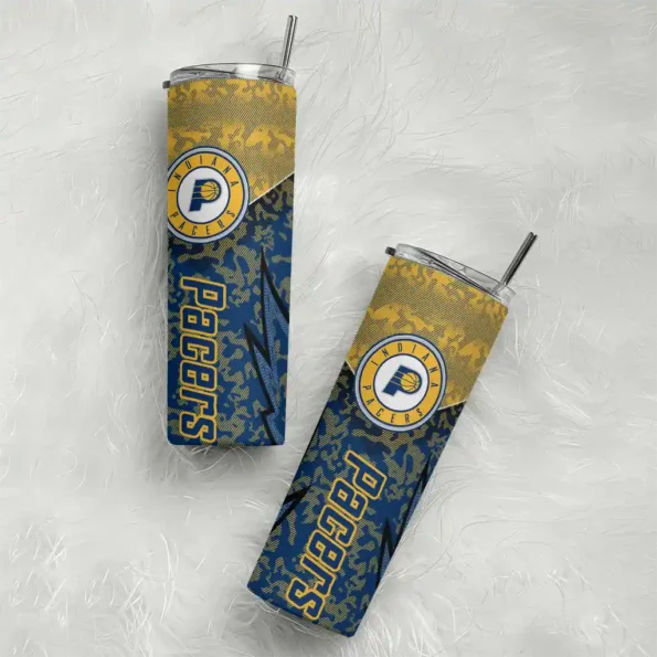 customized indiana pacers spiral burst print blue skinny tumbler top rated.webp