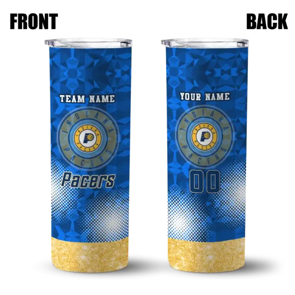 customized indiana pacers starburst tiles blue skinny tumbler fashion forward.webp