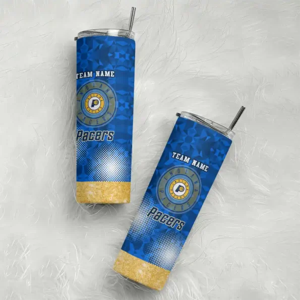 customized indiana pacers starburst tiles blue skinny tumbler top rated.webp