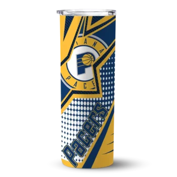 customized indiana pacers web stripes blue white skinny tumbler best selling 1.webp