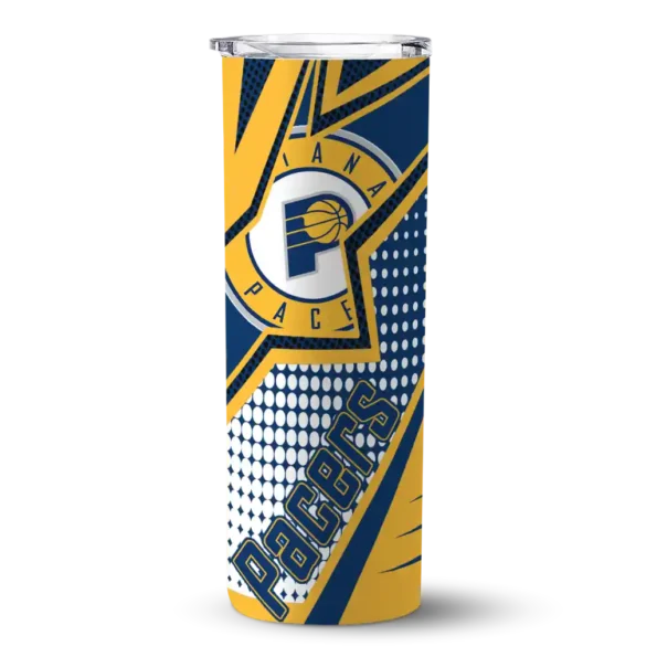 customized indiana pacers web stripes blue white skinny tumbler best selling 1.webp