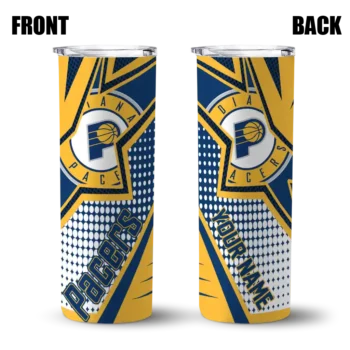 customized indiana pacers web stripes blue white skinny tumbler fashion forward.webp