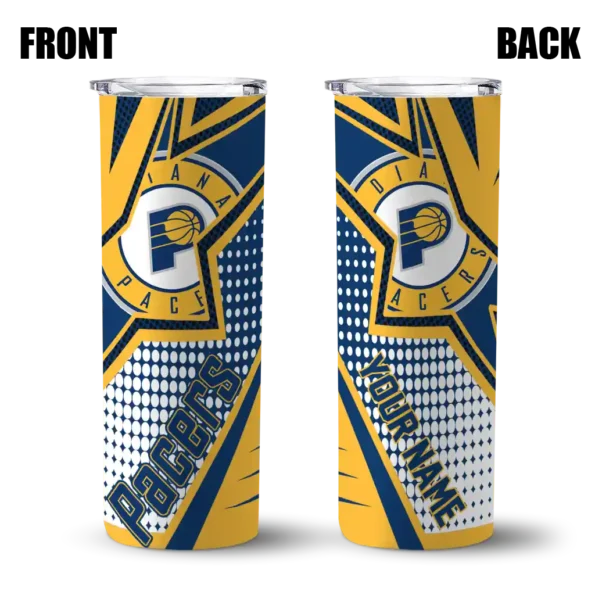 customized indiana pacers web stripes blue white skinny tumbler fashion forward.webp
