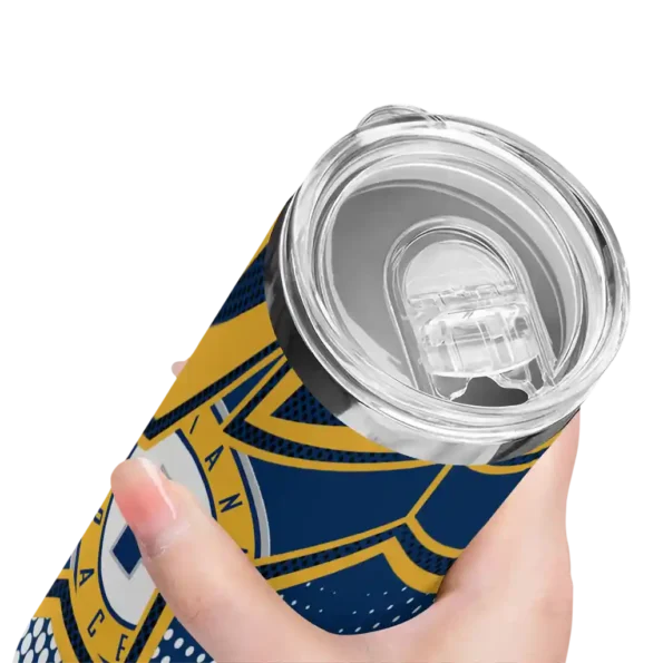 customized indiana pacers web stripes blue white skinny tumbler high quality.webp