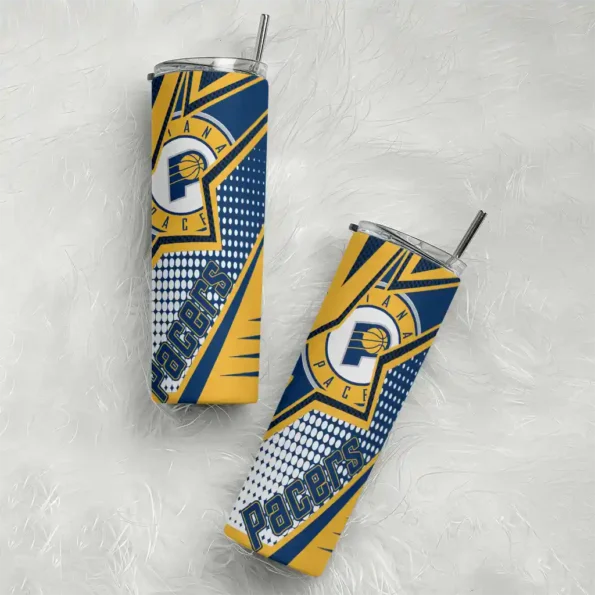 customized indiana pacers web stripes blue white skinny tumbler top rated.webp