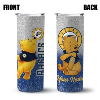 customized indiana pacers winnie the pooh blue gray skinny tumbler fashion forward.webp
