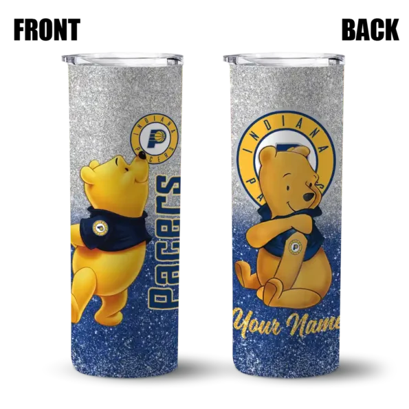 customized indiana pacers winnie the pooh blue gray skinny tumbler fashion forward.webp