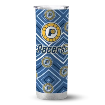 customized indiana pacers zipper leopard blue skinny tumbler best selling 1.webp