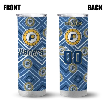 customized indiana pacers zipper leopard blue skinny tumbler fashion forward.webp