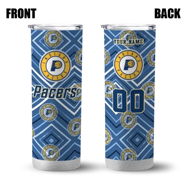 customized indiana pacers zipper leopard blue skinny tumbler fashion forward.webp