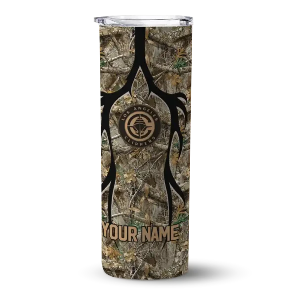 customized los angeles clippers antler flow camo skinny tumbler best selling 1.webp