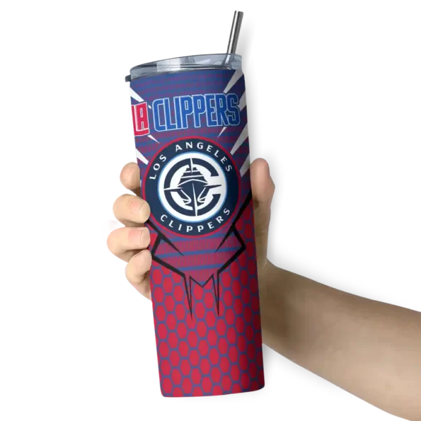 customized los angeles clippers chevron stripes red skinny tumbler premium grade.webp