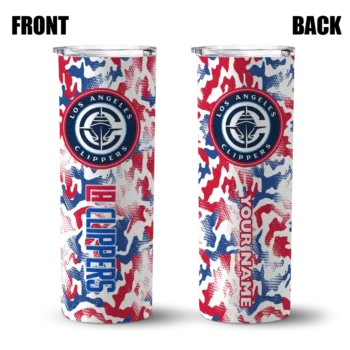 customized los angeles clippers claw marks red white skinny tumbler fashion forward.webp