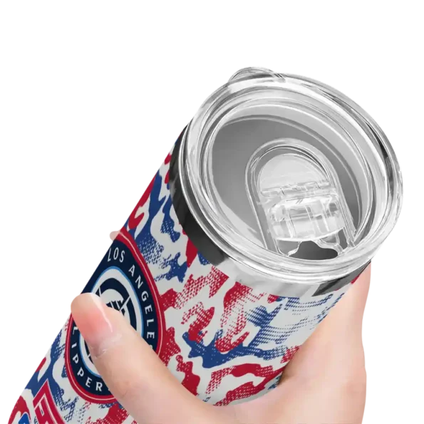 customized los angeles clippers claw marks red white skinny tumbler high quality.webp