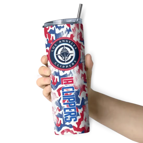 customized los angeles clippers claw marks red white skinny tumbler premium grade.webp