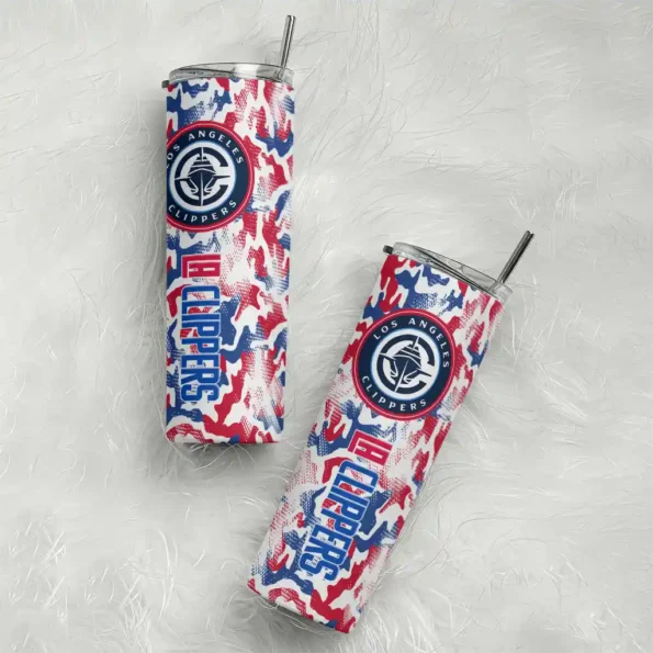 customized los angeles clippers claw marks red white skinny tumbler top rated.webp