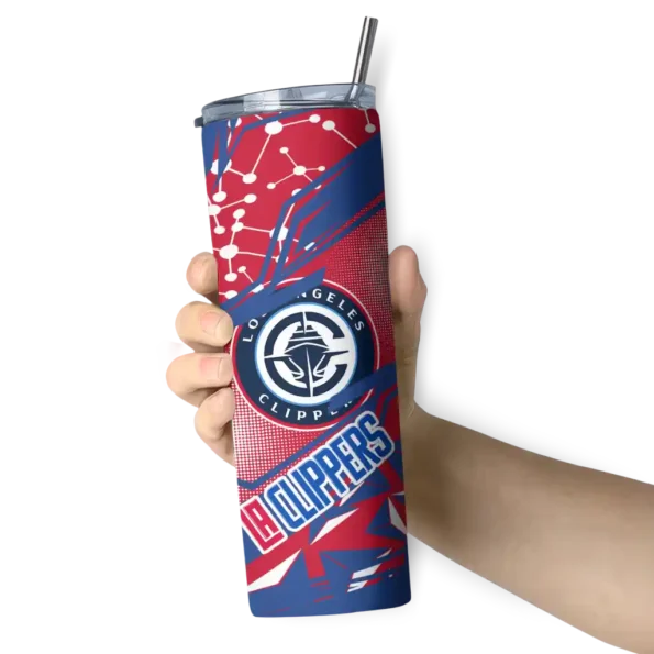 customized los angeles clippers helmet clash red skinny tumbler premium grade.webp