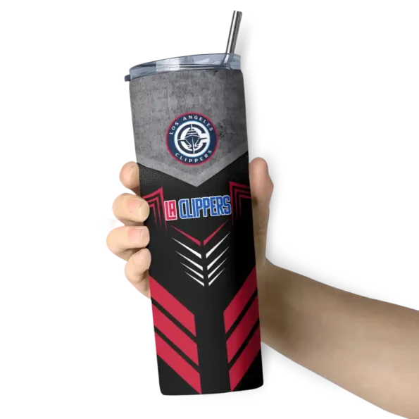 customized los angeles clippers hexagon honeycomb red black skinny tumbler premium grade.webp