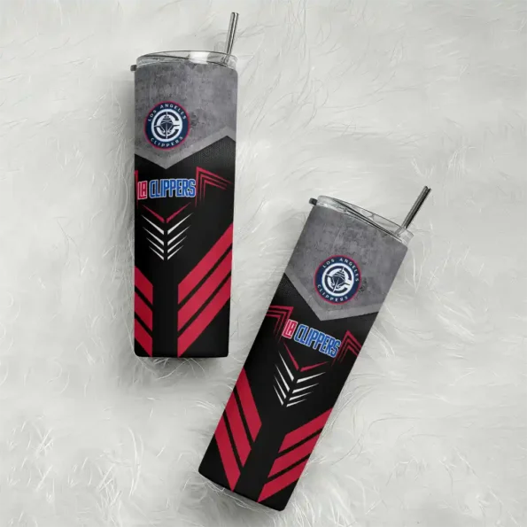 customized los angeles clippers hexagon honeycomb red black skinny tumbler top rated.webp